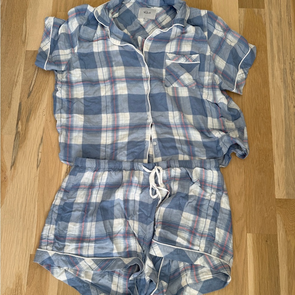 Rails Blue and White Plaid Pajama Set